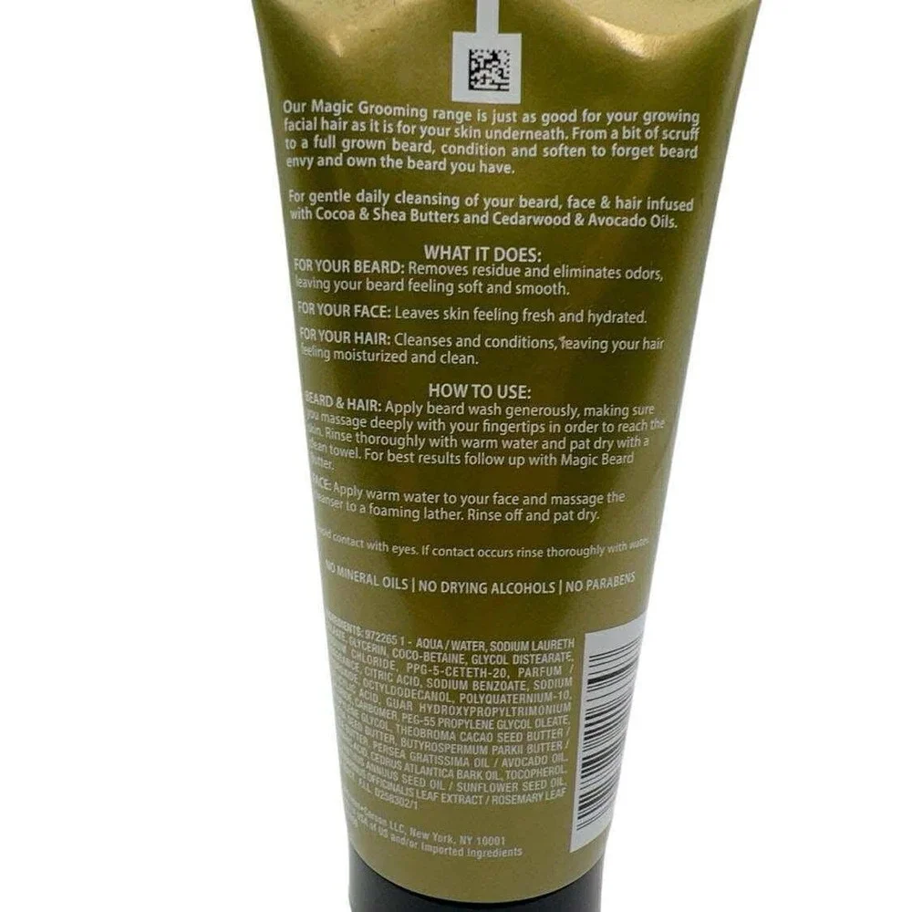 Magic Grooming 3-n-1 Wash Beard Face Hair Cocoa Butter Cedarwood Oil 6.8oz 2Pack